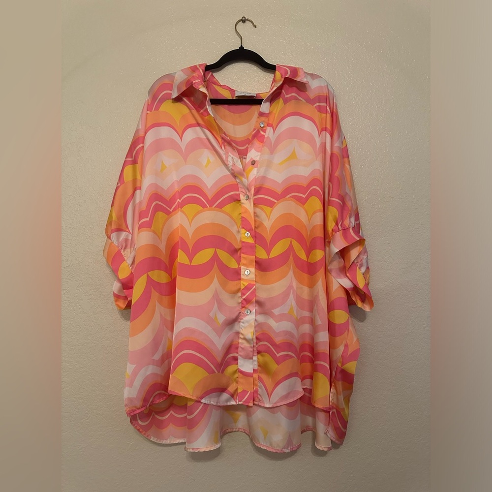 Pink and orange boutique blouse